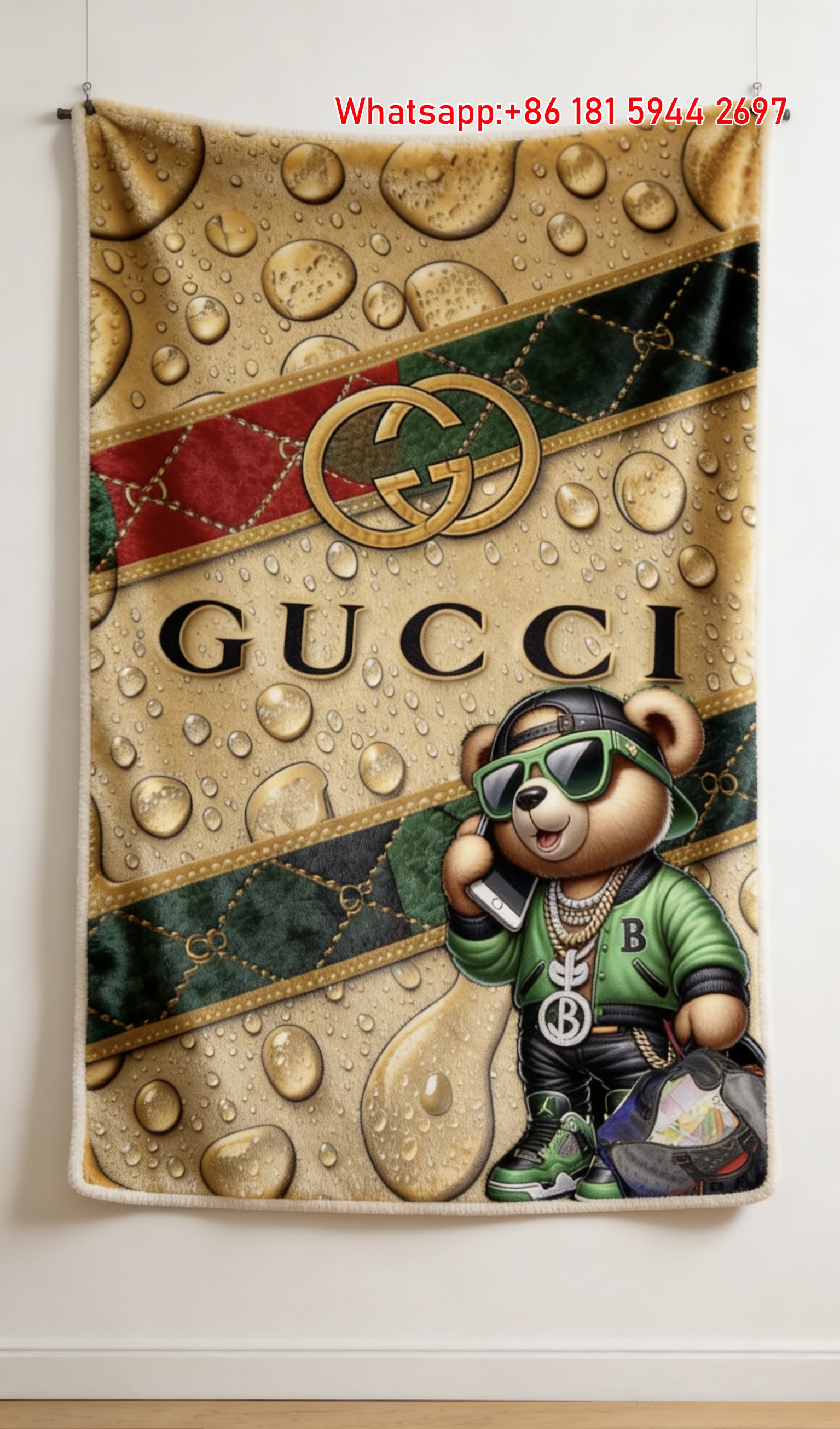 Gucci Cool Bear Vibe Tapestry Gucci Hip Hop Teddy Throw blankets IMG_2723